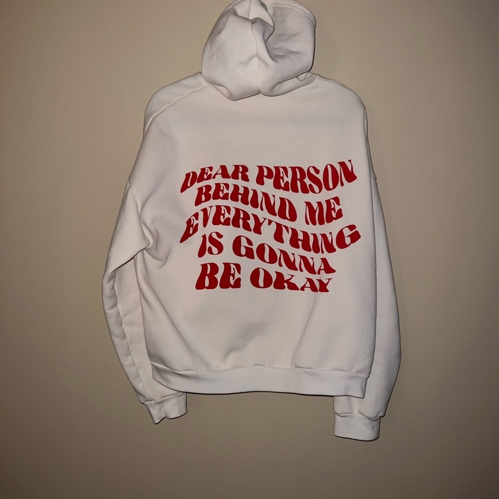 Edikted Cream Hoodie with Red Text - Picture 4 of 5